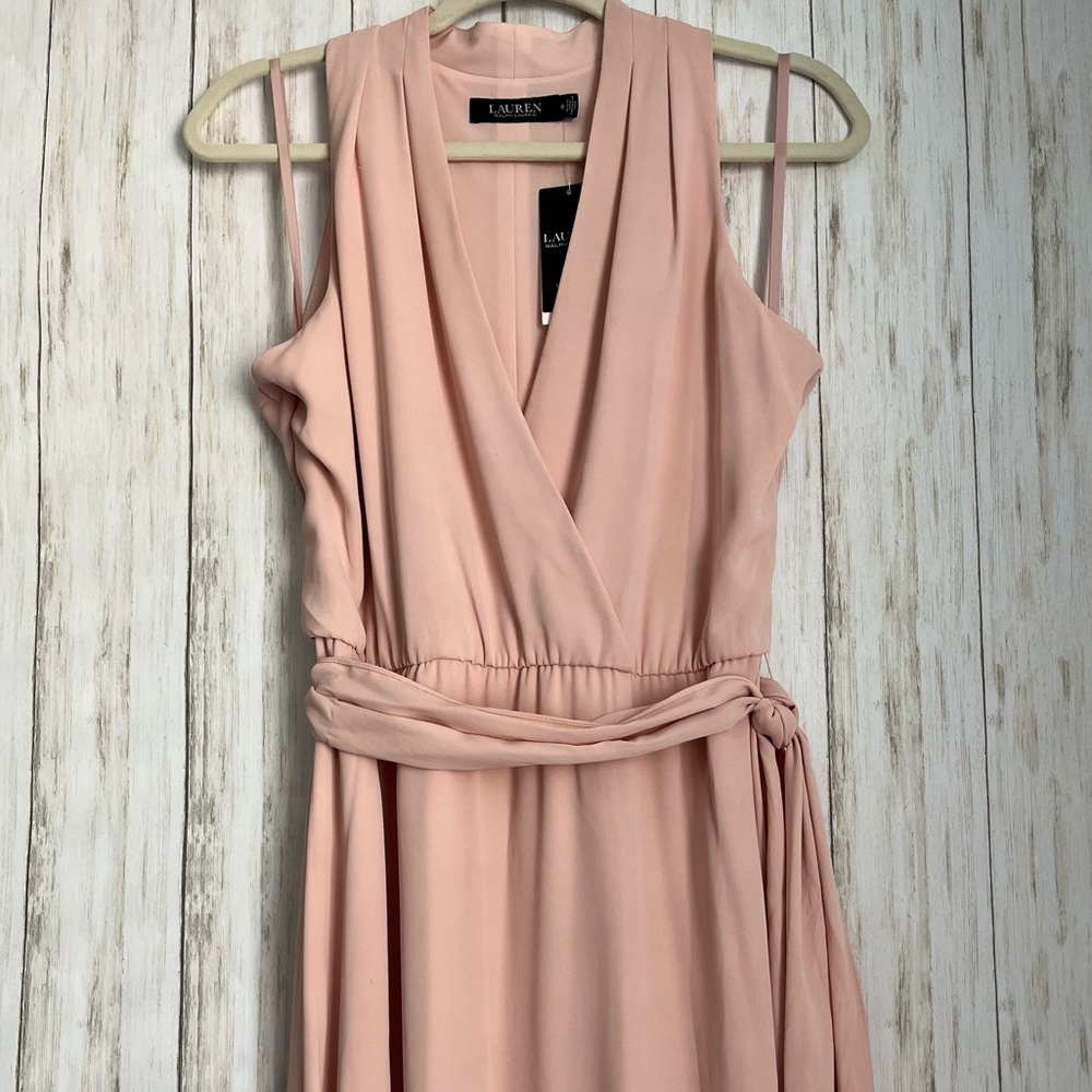 Lauren Ralph Lauren Georgette Pale Pink Halter Dress - Picture 7 of 15